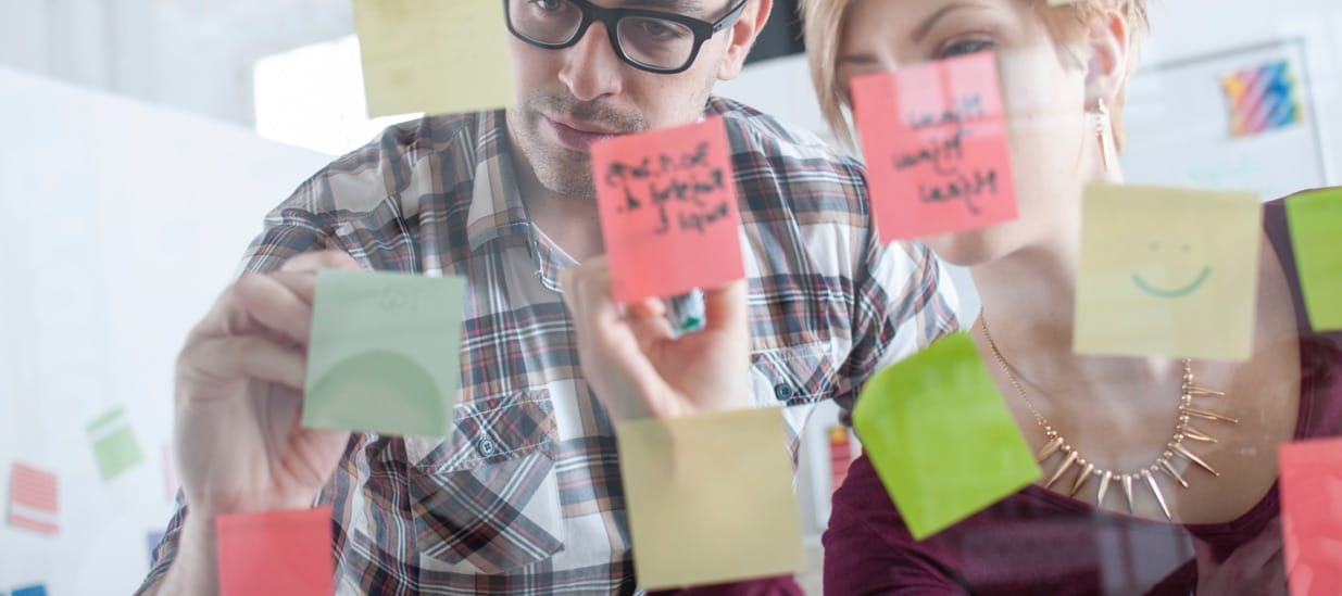 Team Using Sticky Notes